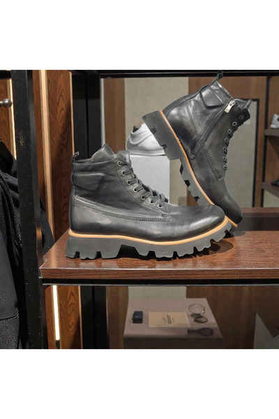 VİVA SHOES حذاء نصف رقبة للرجال مصنوع من الجلد الطبيعي 100% مع نعل إيفا