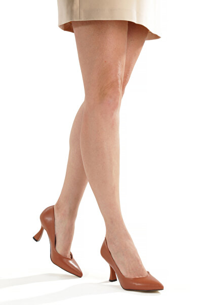 LUVETTO حذاء بكعب عالٍ من الجلد بلون أسمر فاتح، مفتوح من الأمام، بارتفاع 7 سم...