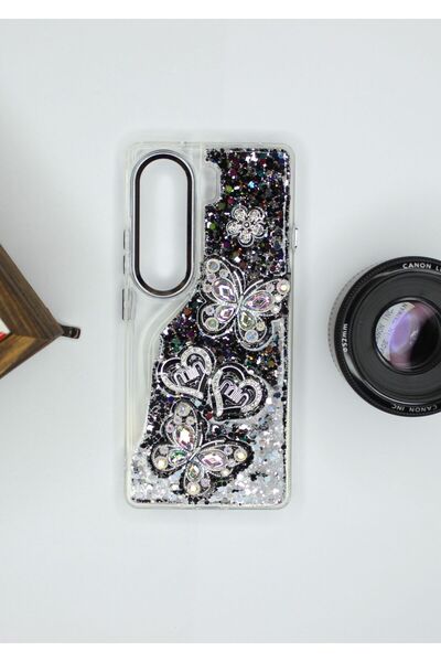 Beecover Tecno Camon 40 Kılıf Kelebek Desenli Parlak Simli Kapak