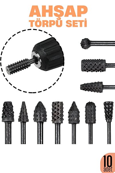 Transformacion Ahşap Oyma Törpü Seti – 10'lu Matkap Ucuna Şekillendirme Takımı 722469
