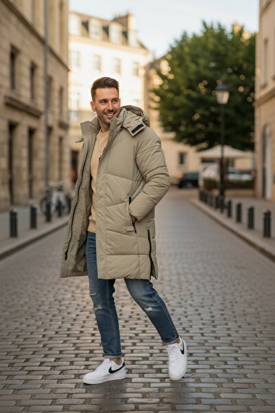 dehaine Men's long jacket, with side zippers, M25