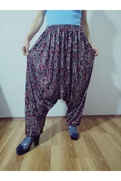 hoaryage Combed Fabric Floral Patterned Baggy Bag with Pockets 100% Cotton