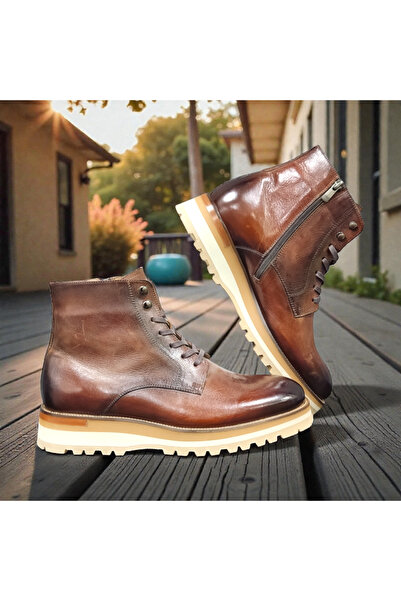 VİVA SHOES 100% Genuine Leather Eva Sole Men's Half Boots