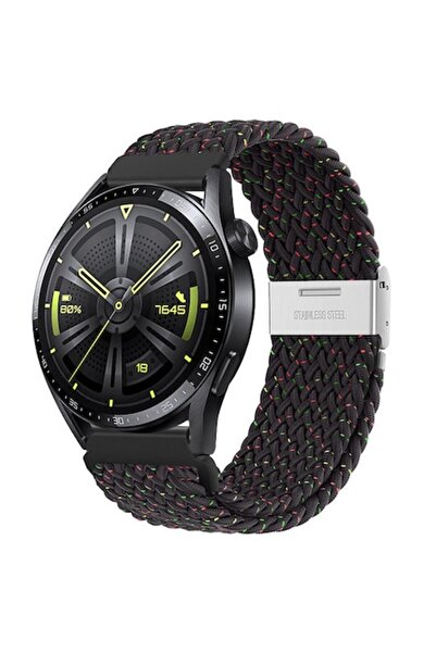 OEM Smartwatch strap, 22 mm width, adjustable, elastic textile material, nylon, black multicolor