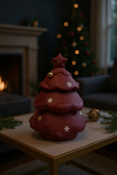 FS CANDLE & HOME Decoration - Accesories Yılbaşı Çam Ağacı Beton Mumluk, 3 Pa...