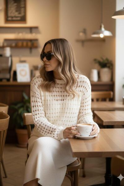 Mossta Κρέμα για διπλό πλεκτό σετ με διχτυωτό υφή