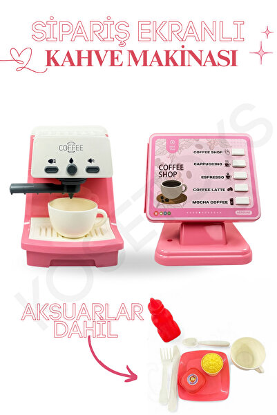 kosetoys Oyuncak Sipariş ekranlı Kahve Makinası Ses ve Işık efektli