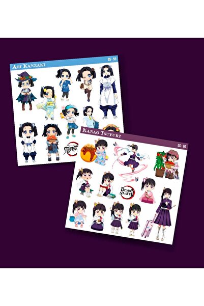 MiniThingsArt Demon Slayer-Aoi Kanzaki-Kanao Tsuyuri-parlak kağıt -2li sticke...