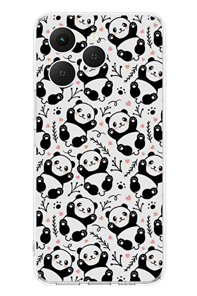 TechTree Tecno Spark 40 Compatible Tiny Pandas Design Transparent Silicone Case