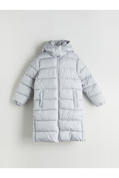 LC Waikiki Palton puf pentru fetiță cu glugă LCW Kids