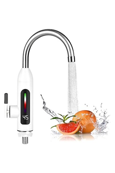 AriDam Robinet Electric AriDam® Afisaj Digital, Putere 3000W, Montaj Rapid pe Chiuveta, Design Alb/Inox