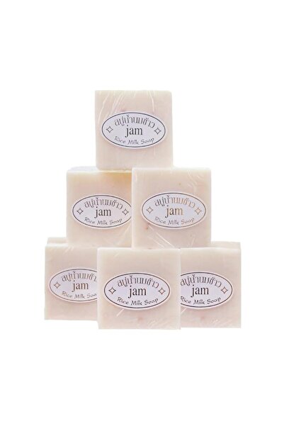 Jam صابون أرز تايلاندي من ماروميكي - 6 قطع (13.76 أونصة) صابون للوجه والاستحمام مصنوع يدويًا بطريقة باردة