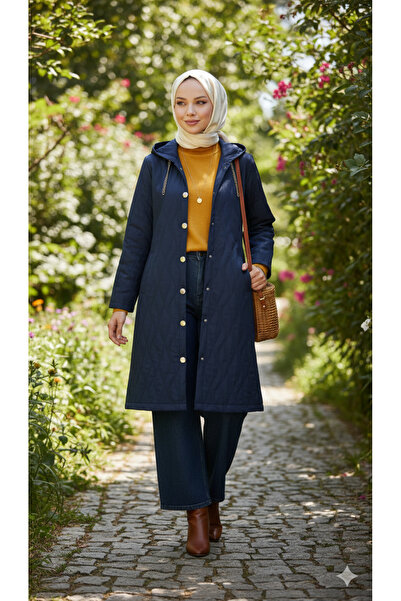 Nurva Giyim Kapüşonlu Zincir Detaylı Kapitone Kap