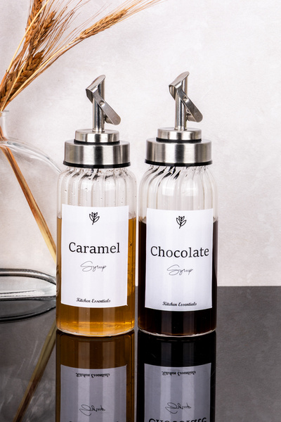 Dolkin Home 2-Piece 300 ml Borosilicate Luxury Sauce Bowl Syrup Bowl Coffee Syrup Cruet Leak-Proof Stylish Oil Bottle