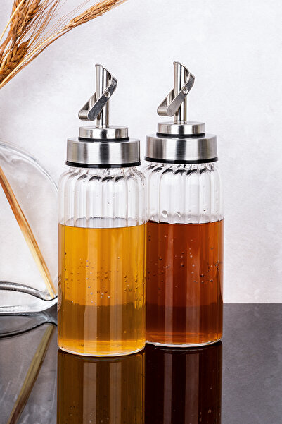 Dolkin Home 2-Piece 300 ml Borosilicate Luxury Sauce Bowl Syrup Bowl Coffee Syrup Cruet Leak-Proof Stylish Oil Bottle