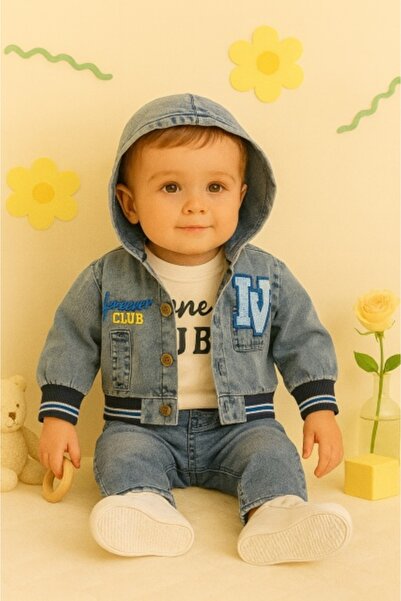 Superbaby Forever Club ανδρικό κοστούμι από τζιν, 3 τεμάχια - μπουφάν με κουκ...