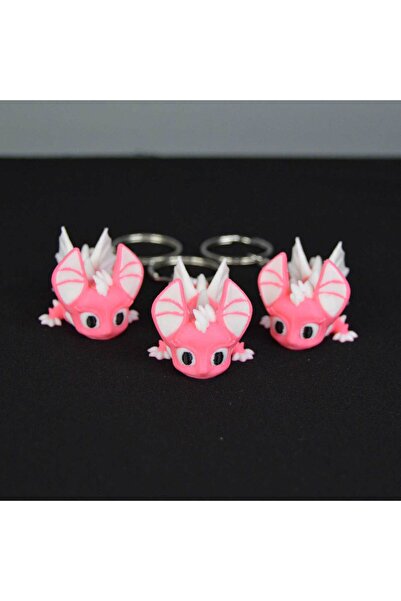 tridori 3D Movable Jointed Pink Dragon Bag Ornament and Keychain