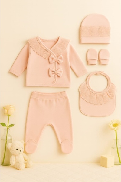 Superbaby Σετ 5 τεμαχίων για κοριτσάκια – ροζ κοστούμια με δαντέλα, φιόγκους ...