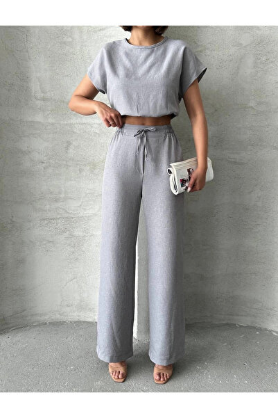 ZENGEZUR MALL Sptrns Blouse Trousers Set S255057 Gray (204152) (Size: XL)