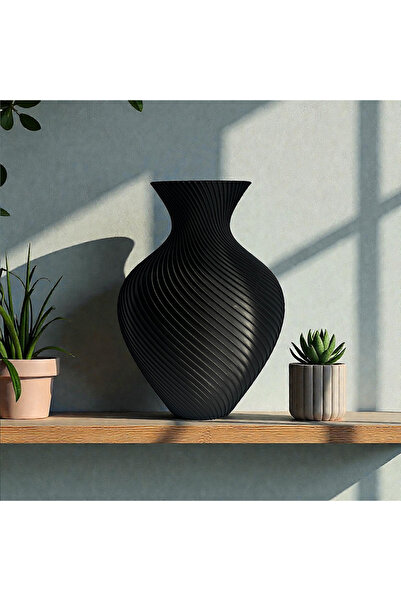 tridori مزهرية سوداء حديثة ذات ملمس حلزوني