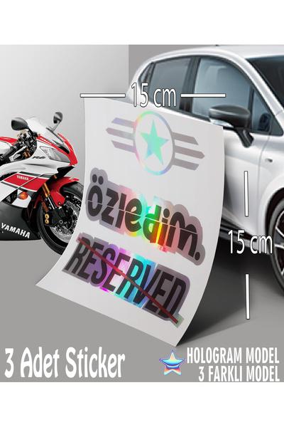 Automod Miss You Reserve Sticker - Hologram Sticker - 3-Pack Text Sticker Compatible with Cars and Motorcycles