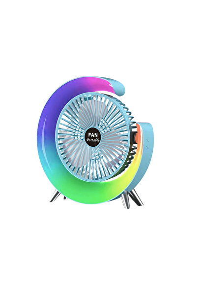 OferteTop Ventilator Portabil Silențios cu 3 Viteze, Lumini RGB, Reglabil și Reîncărcabil cu USB-C