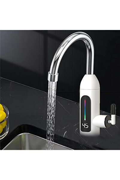 AriDam Robinet Electric AriDam® Afisaj Digital, Putere 3000W, Montaj Rapid pe Chiuveta, Design Alb/Inox