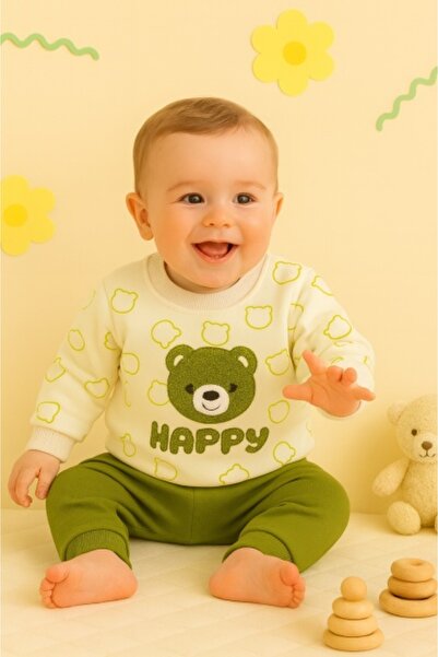 Superbaby Costumas bebelusi Happy Bear crem-verde| Confort & Design Premium