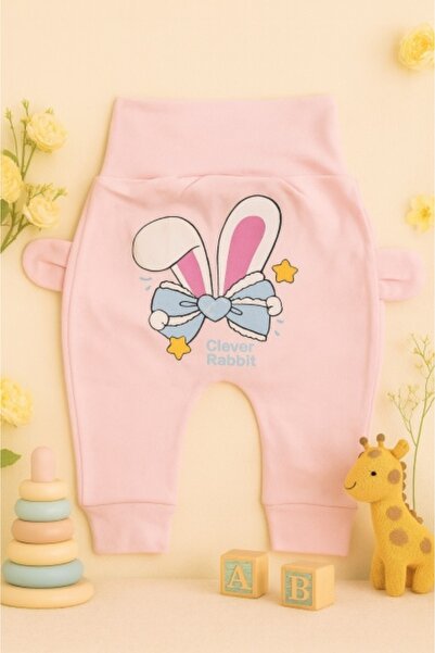 Superbaby Ροζ παιδικό παντελόνι με λαγουδάκι και φιόγκο - Mother & Cojok