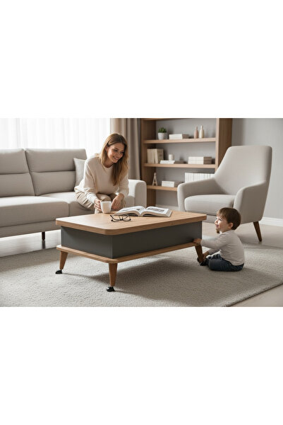 EFSA 5 KADEMELİ TEKERLEKLİ AKILLI SEHPA ATLANTİK ÇAM - ANTRASİT