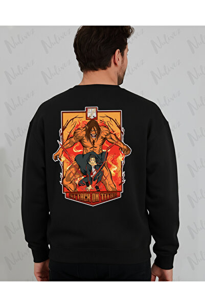 Nulivez Anime Attack on Titan Design Back Printed High Quality Unisex Oversized O Neck Sweatshirt