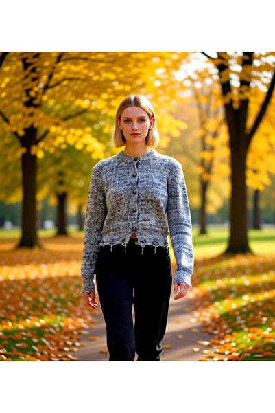 BENERLY Women's Regular Fit Gradient Knitwear Cardigan Buttoned Long Sleeve D...