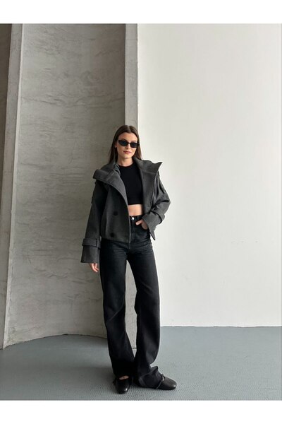 solena sln Women's Premium Mock Neck Cashmere Short Jacket