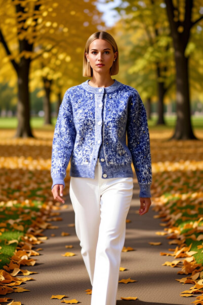 BENERLY Düğme Detaylı Yumuşak Dokulu Desenli Triko Hırka Kadın Giyim Kombinle...