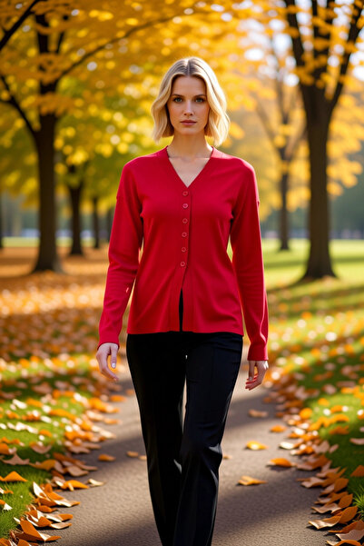 BENERLY Women's V-Neck Mercerized Look Premium Yarn Knitwear Cardigan, Stylis...