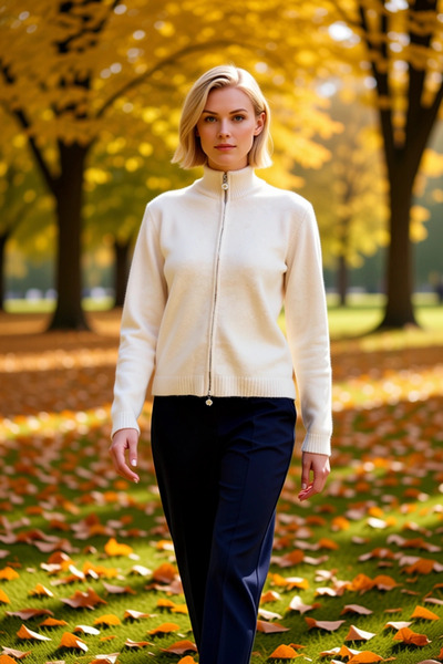 BENERLY سترة نسائية محبوكة بتفاصيل ياقة مرتفعة متوسطة الطول زهرة الأقحوان بسح...