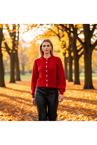 BENERLY Women's Soft Textured Jewel Button Crop Knit Cardigan, an Elegant Cho...