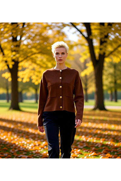 BENERLY سترة نسائية منسوجة بتفاصيل أزرار، تصميم مريح وأنيق بأكمام طويلة