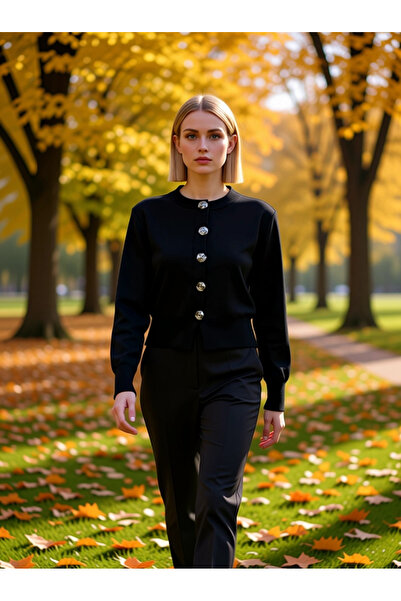 BENERLY Women's Regular Fit Rose Buttoned Crop Knitwear Cardigan Jacket Looks...