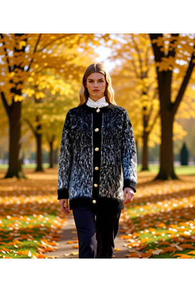 BENERLY Women's Furry Textured Long Sleeve Crew Neck Button Front Regular Fit...