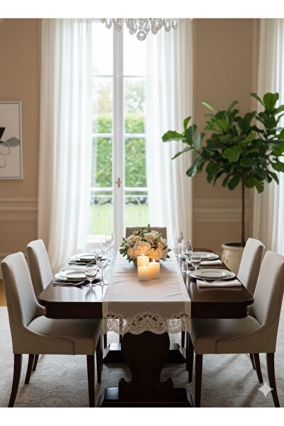 Durushe مفرش طاولة أنيق من الدانتيل المطرز من فيليسيتا – طراز فاخر لطاولات الضيوف