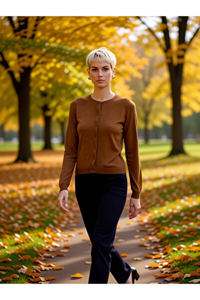 BENERLY سترة نسائية منسوجة بأزرار وياقة دائرية وأكمام طويلة، تصميم أساسي مريح...