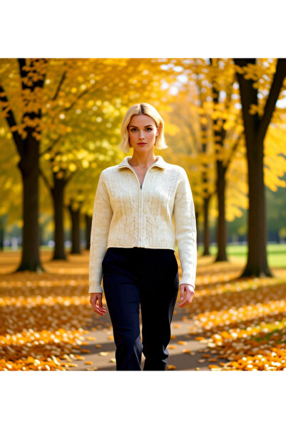 BENERLY سترة نسائية مريحة ذات ملمس ناعم قصة فضفاضة بقصة سحاب ياقة مرتفعة متوس...