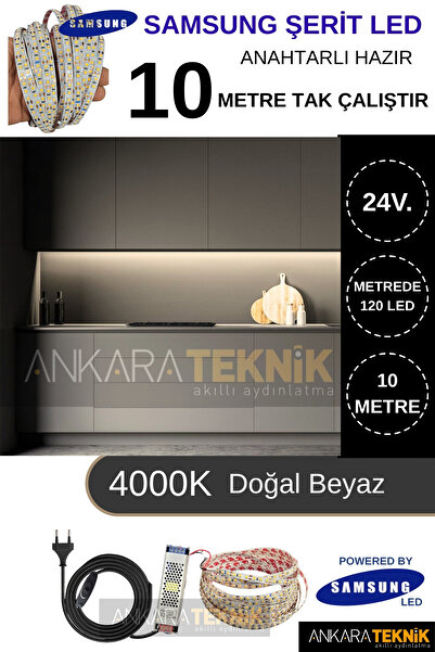 ankarateknik Samsung 24 Volt 10 Metre Mutfak Dolabı Şerit Led/ On-Off / Tak ç...