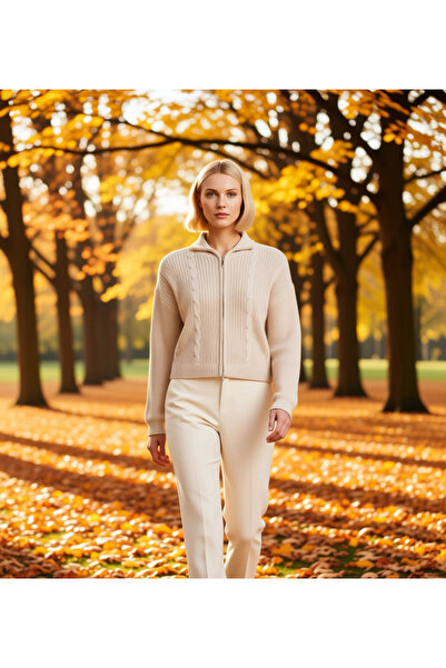 BENERLY سترة نسائية قصيرة ألوان متباينة ياقة مرتفعة متوسطة الطول من التريكو ت...