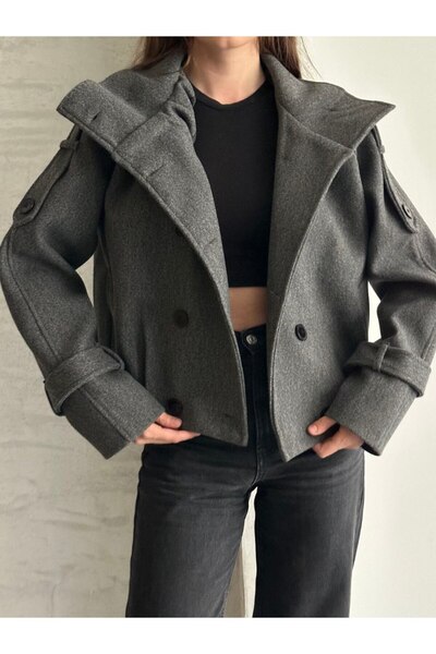 solena sln Women's Premium Mock Neck Cashmere Short Jacket