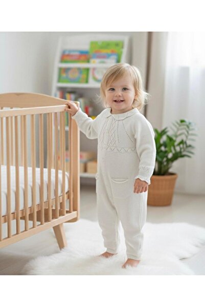 zavera for kids Bebek Örgü Detaylı Triko Tulum - %100 Organik Pamuk
