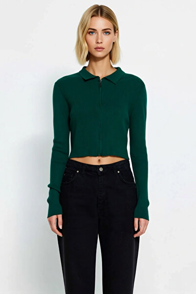 BENERLY Tricotaj cu mânecă lungă, cu fermoar și guler polo, pentru femei, cu ...