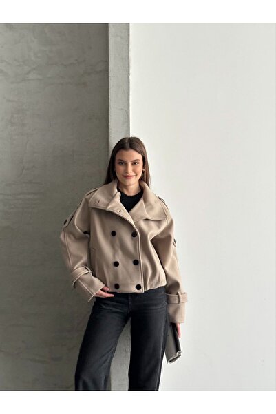 solena sln Women's Premium Mock Neck Cashmere Short Jacket