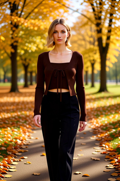 BENERLY Women's Tie-Up Detailed Crop Knitwear Blouse and Cardigan Set Is a St...